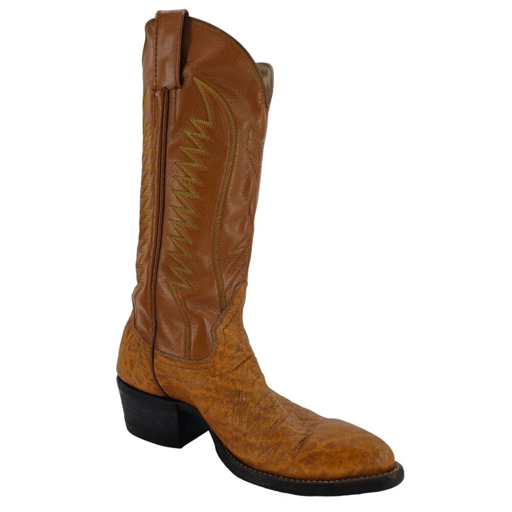 Vintage Exotic Hide Mens Size 6.5D Orange - Brown Leather Cowboy Western Boots - Picture 16 of 16